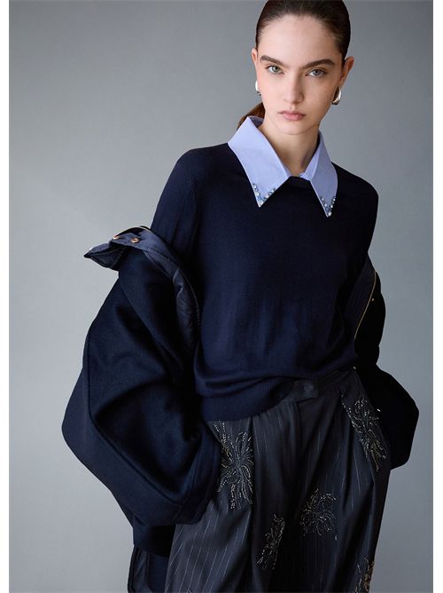 Maglia con dettaglio popeline LIU JO | WF6452MA16R/L9446
